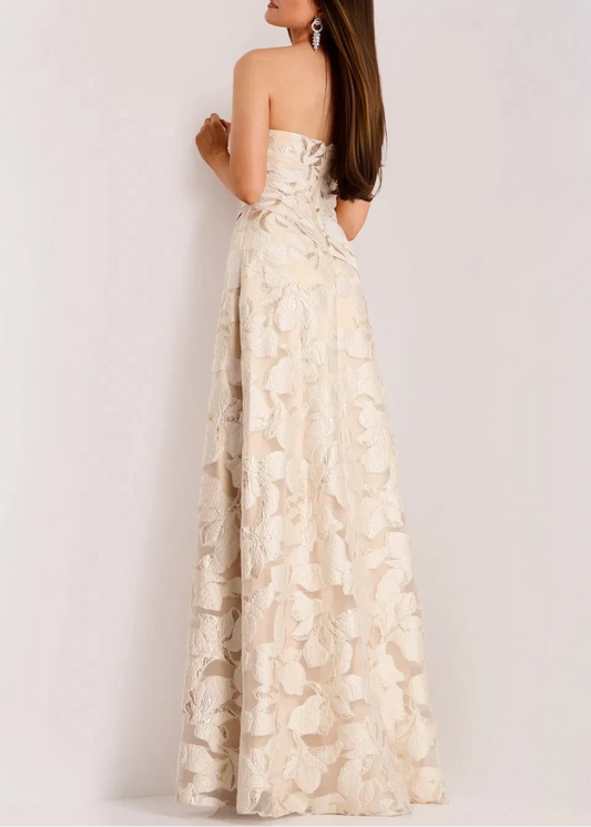 Floral Strapless A-Line Gown