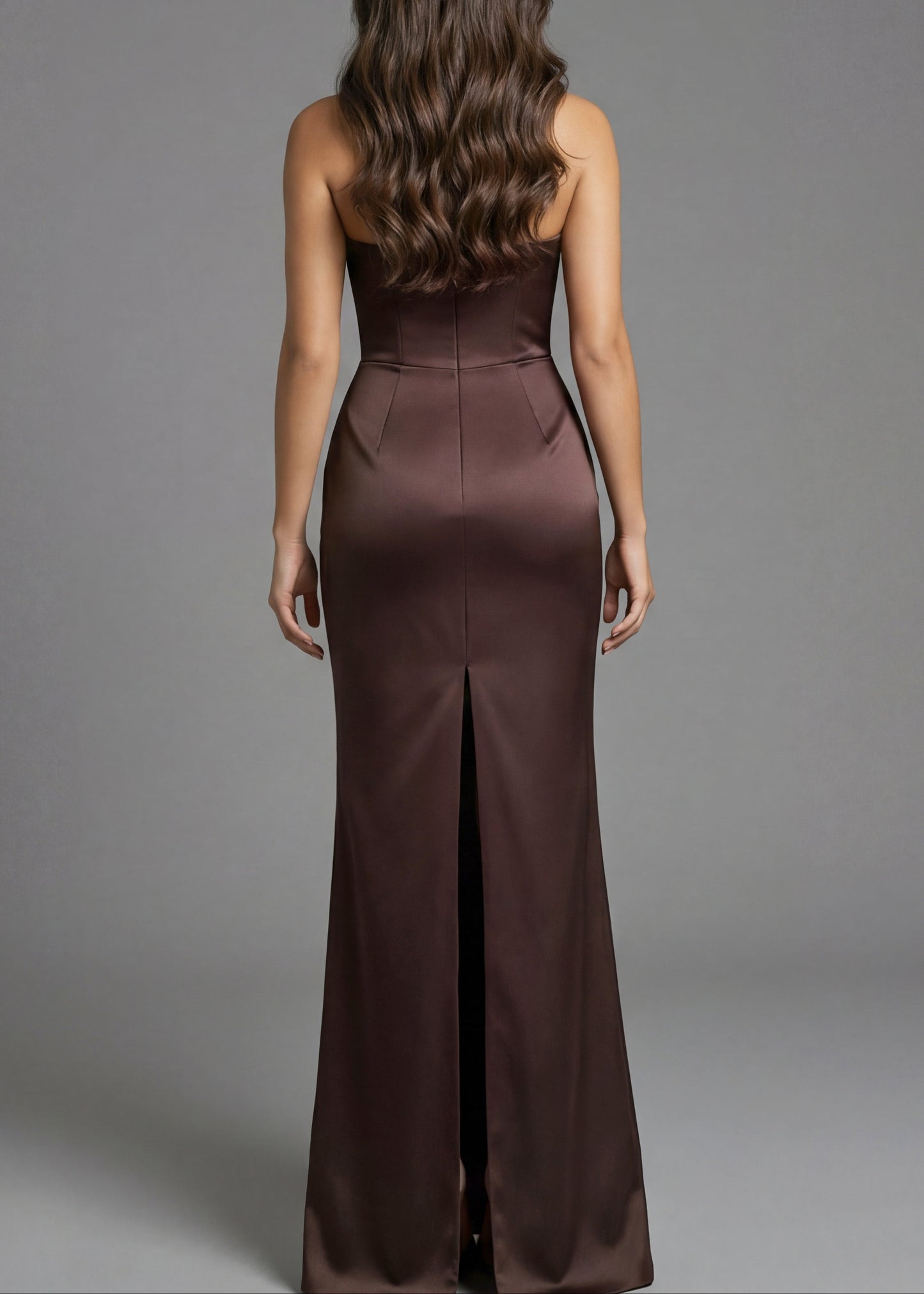 One Shoulder Draped Satin Gown