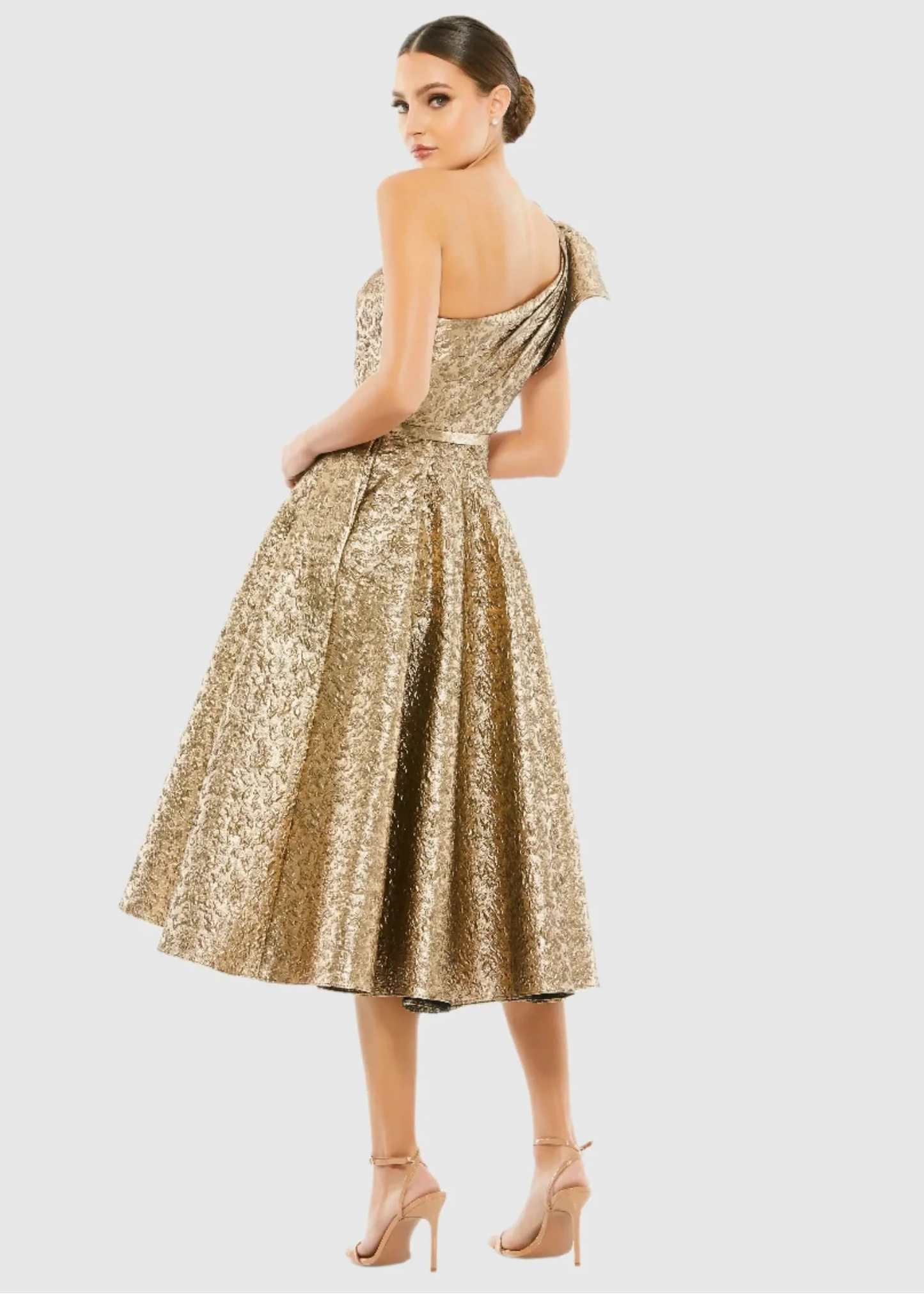 One Shoulder Bow Midi Dress
