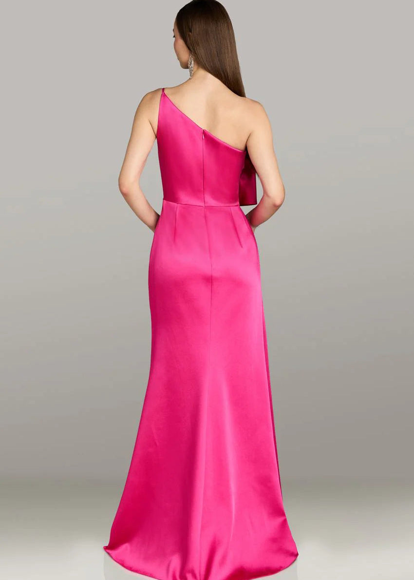 Satin One-Shoulder Evening Gown