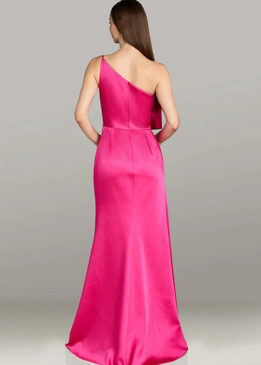 Satin One-Shoulder Evening Gown