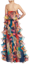 Load image into Gallery viewer, Strapless Ruffles Print Maxi Gown