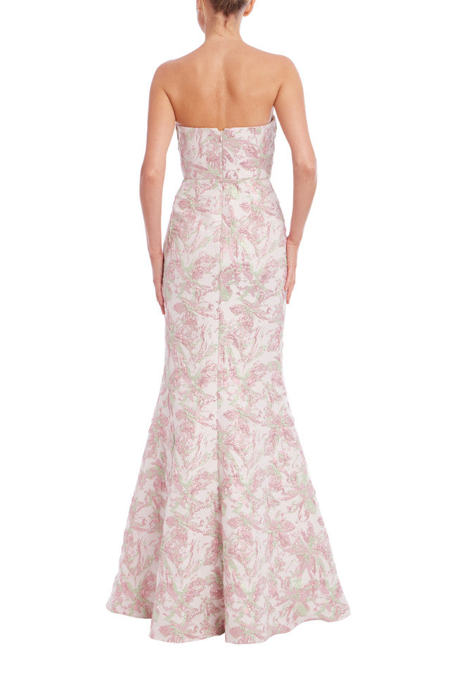 Strapless Floral Jacquard Mermaid Gown