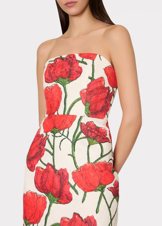 Orion Red Peonia Jacquard Dress