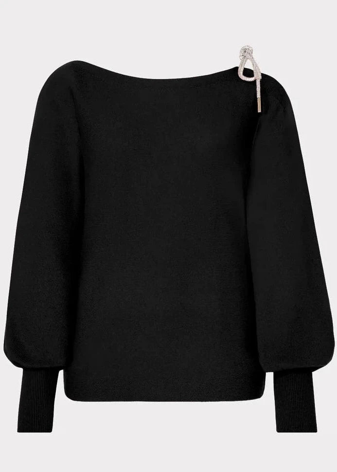 Ida Crystal Bow Cold Shoulder Sweater