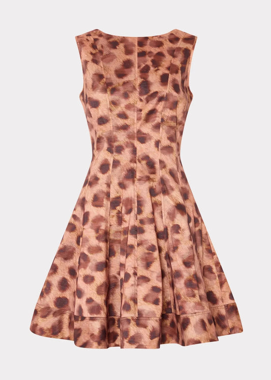 Poppy Leopard Print Taffeta Mini Dress
