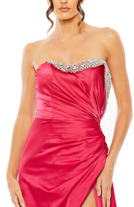 STRAPLESS ROUCHED EMBELLISHED GOWN
