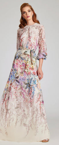 Chiffon Floral Print A Line Gown