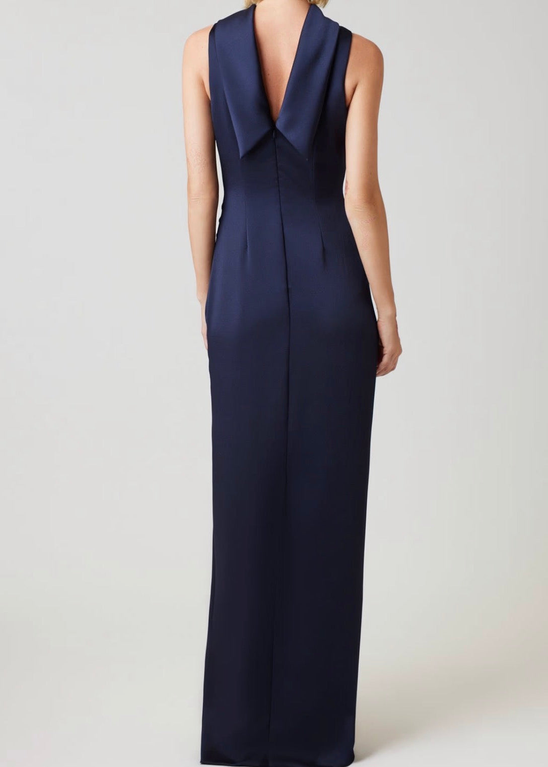 Charmeuse Roll Neck Ruched Waist Gown