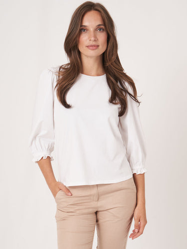 Cotton Stretch T-Shirt w/ 3/4 Sleeves