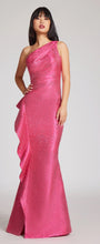 Load image into Gallery viewer, Jacquard Side Ruffle One Shoulder Gown