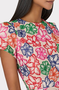 Kyla Cascading Floral Embroidered Dress