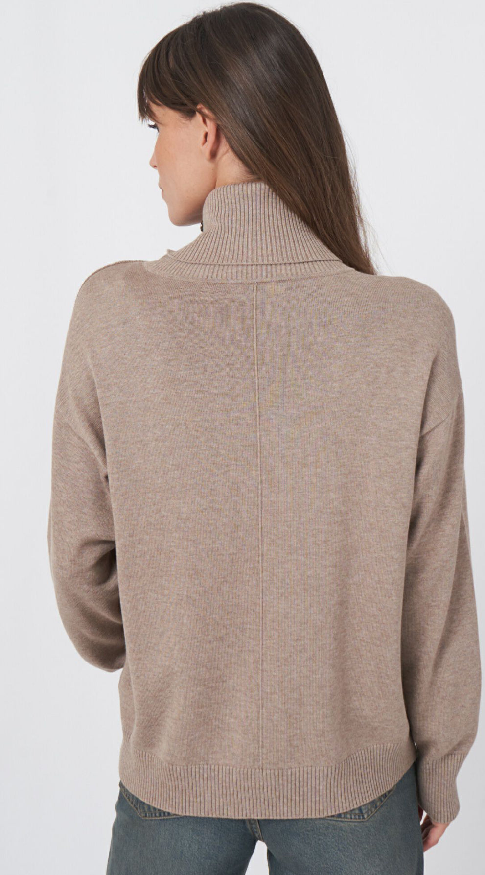 Cotton Blend Turtleneck Sweater