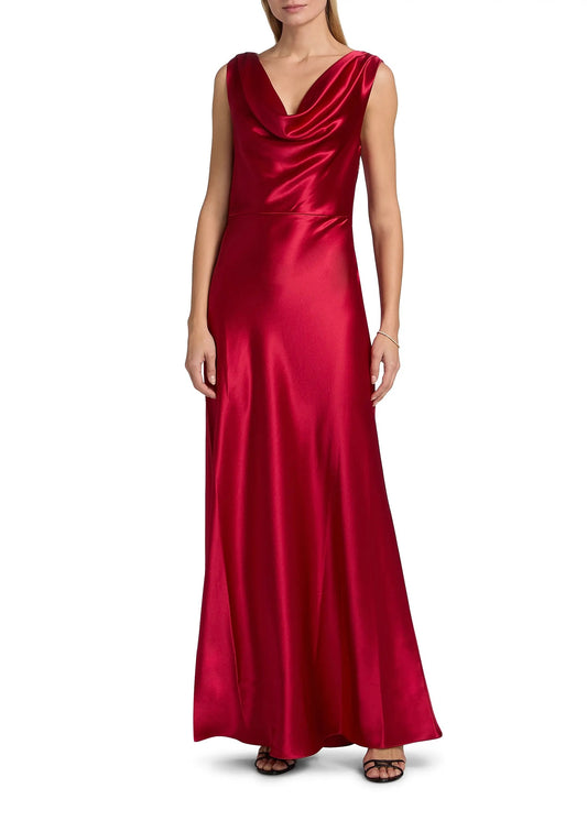 Elsa Satin Cowl Neck Gown