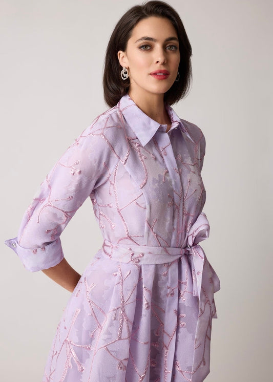 Metallic Organza Shirtwaist Gown