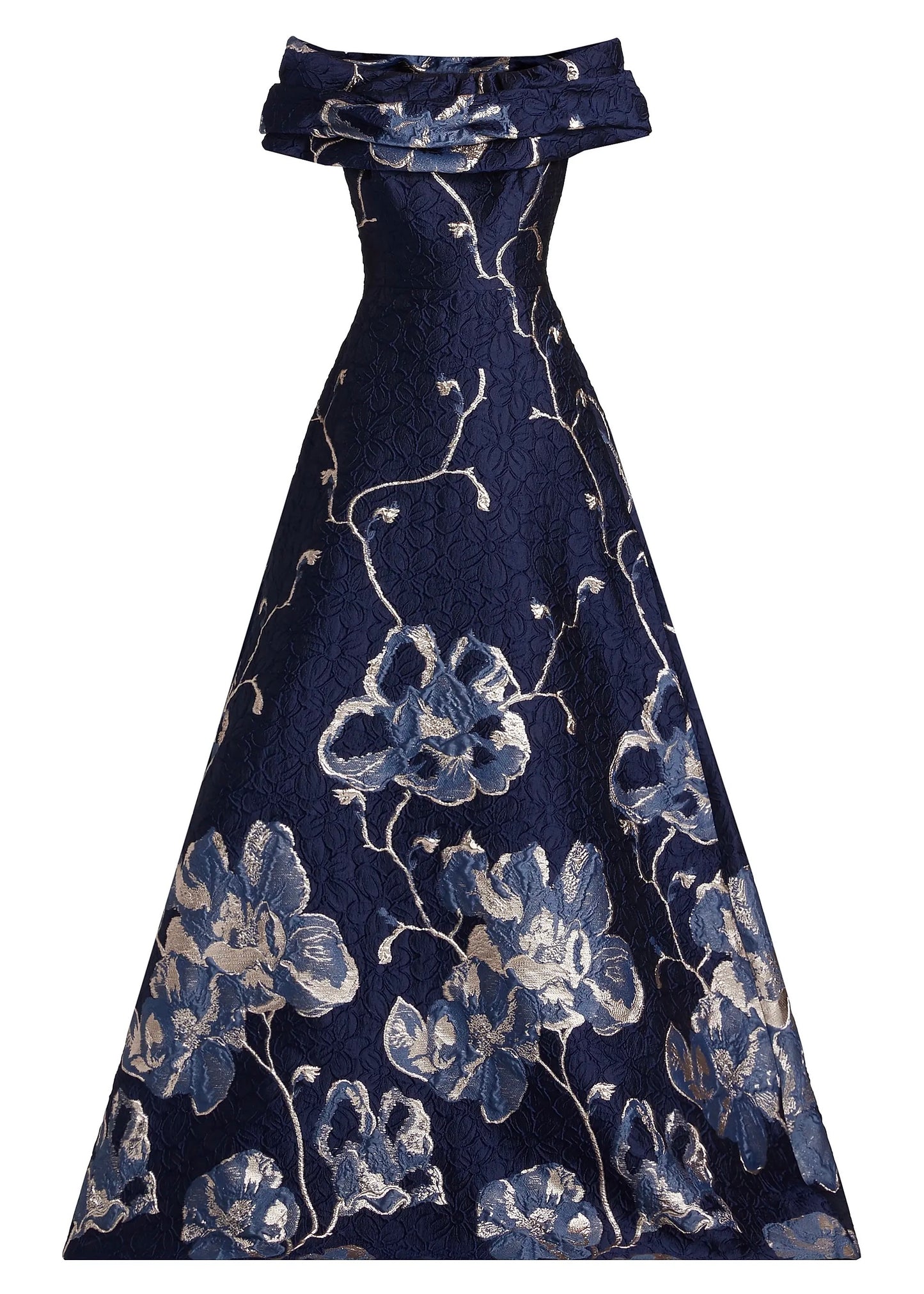 Off the Shoulder Floral Border Gown