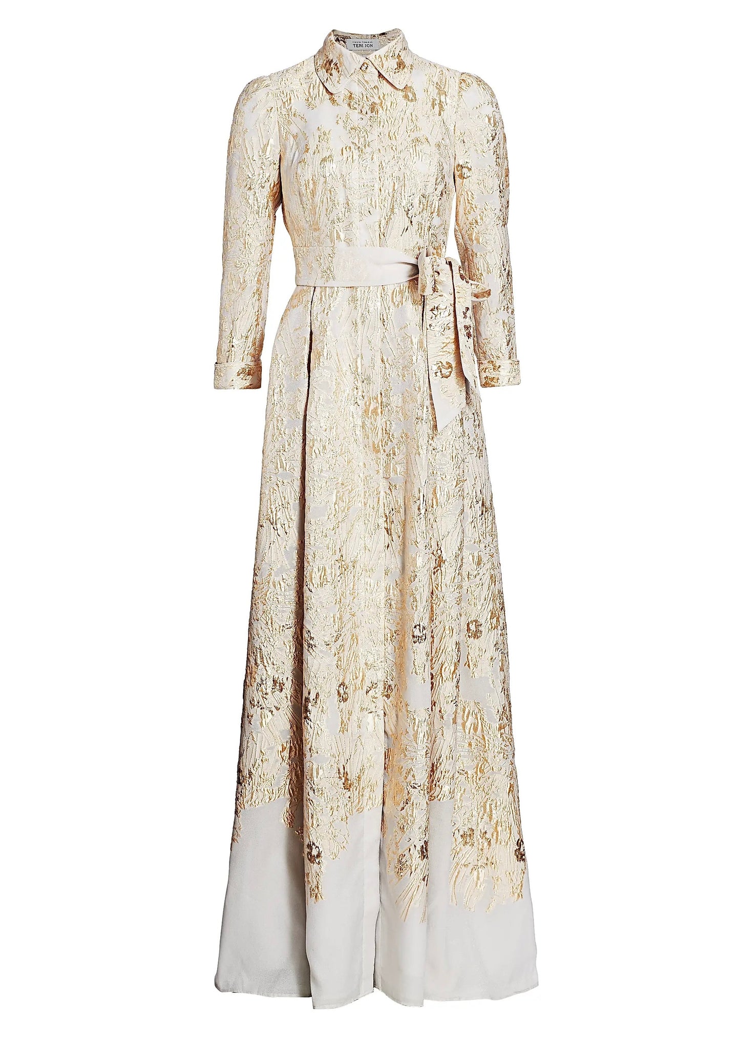 Metallic Shirt Waist Organza Gown