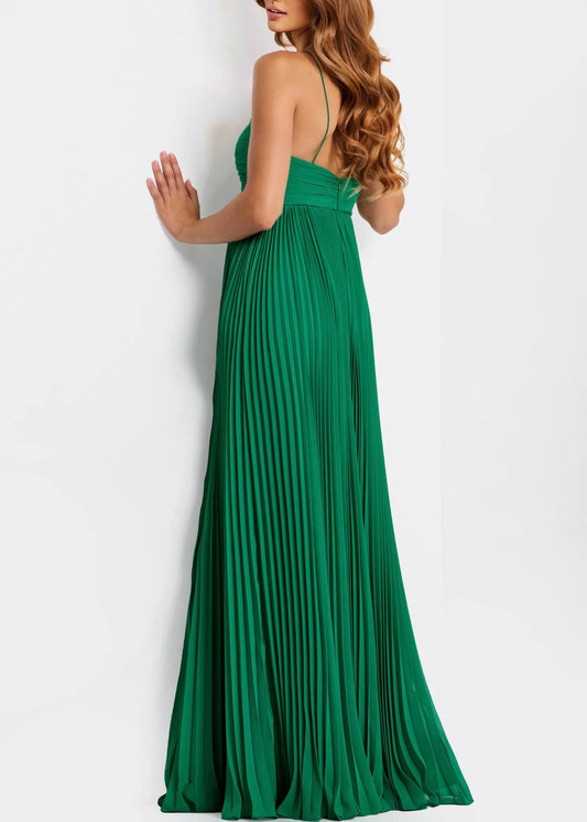Pleated Chiffon Gown