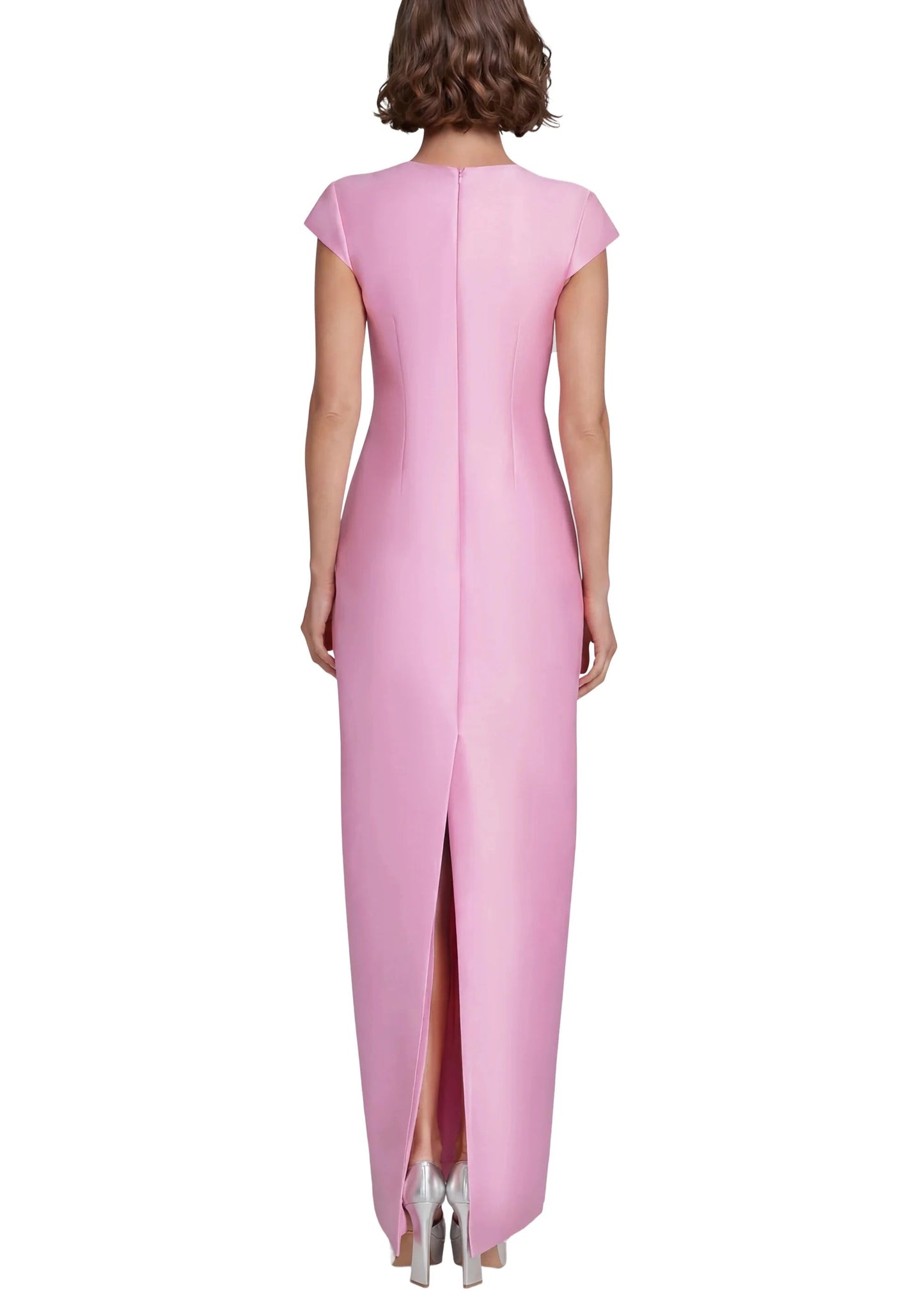 Cap Sleeve V-Neck Column Gown