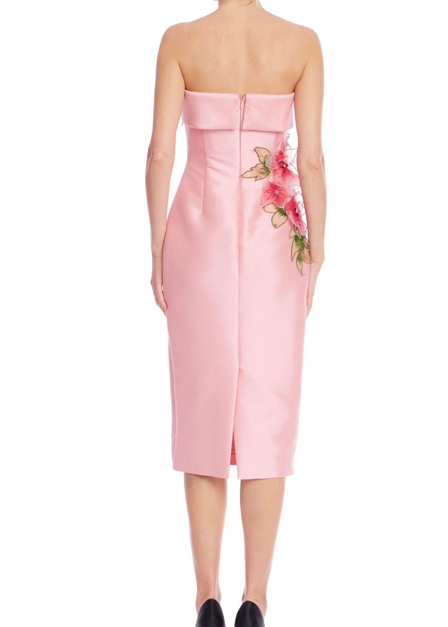 Strapless Floral Midi Dress