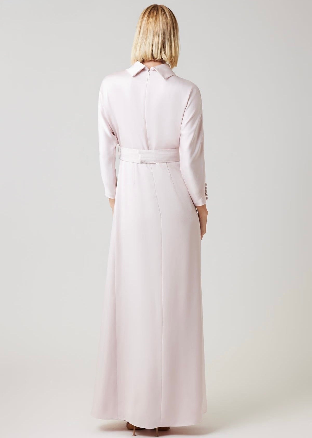 Crepe Back Satin Mock Neck Gown