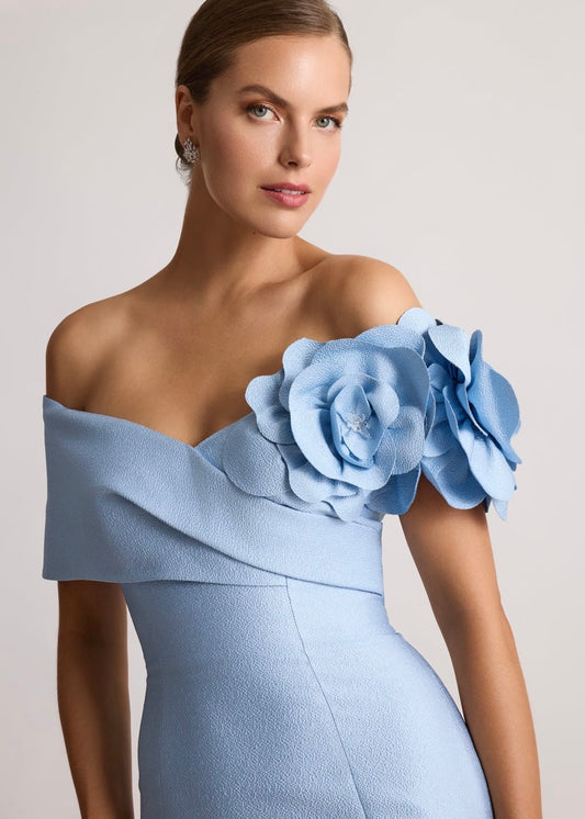 Pebble Jacquard 3D Flower Gown