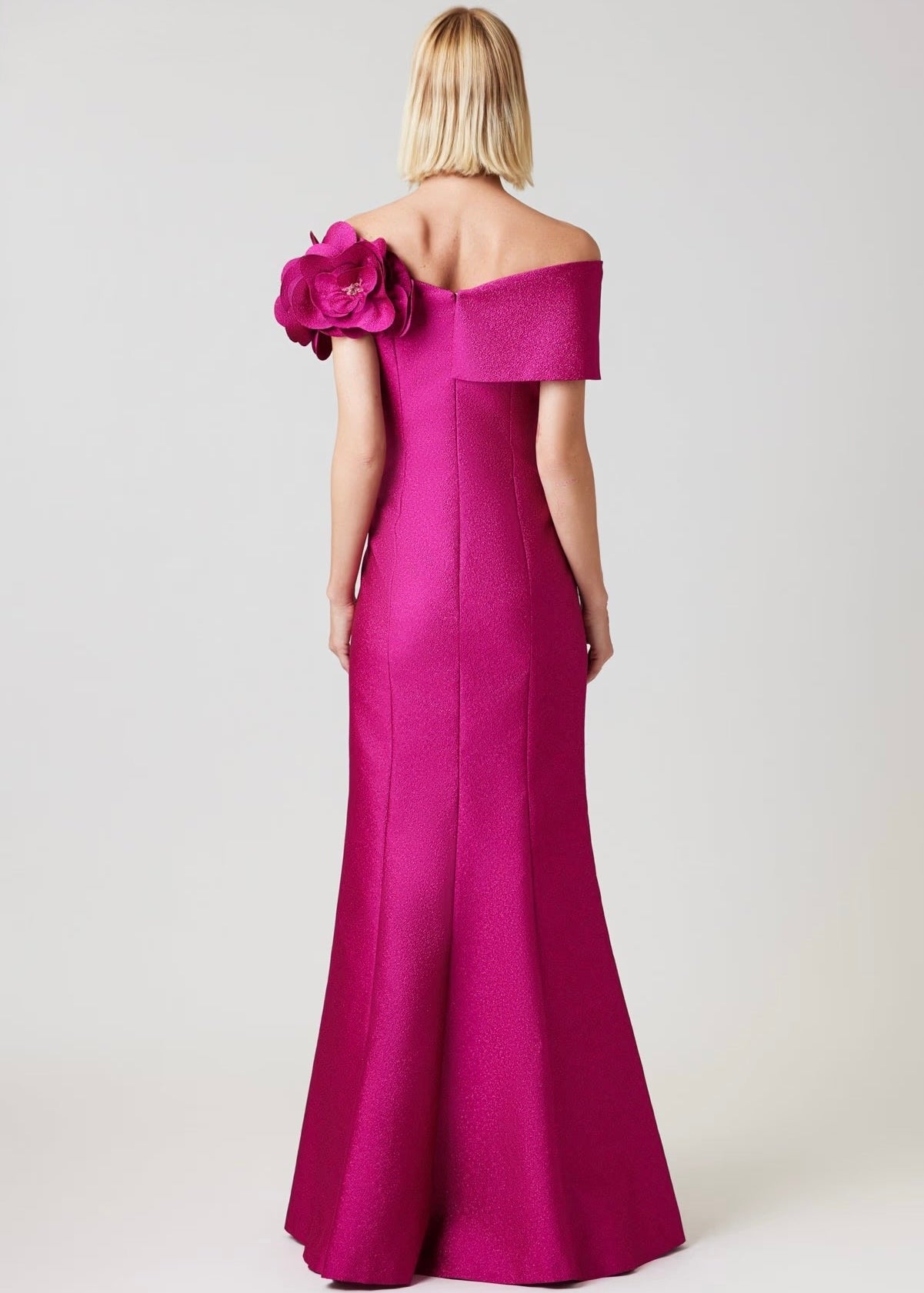 Pebble Jacquard 3D Flower Gown