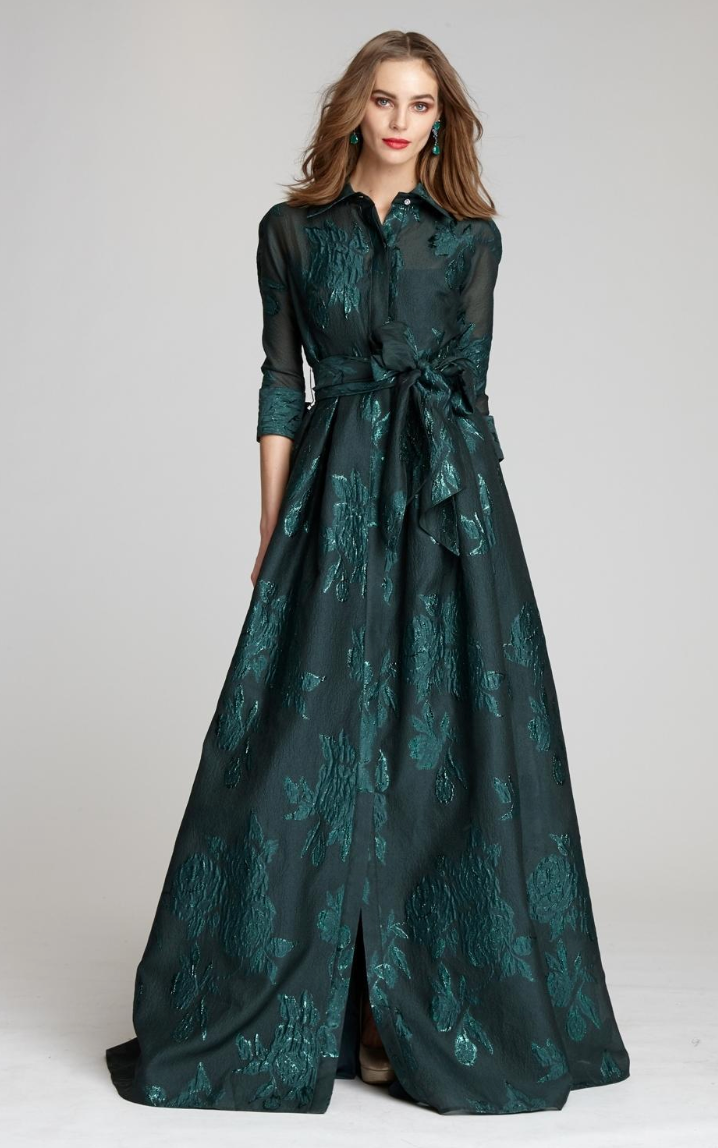 Metallic Jacquard Shirt Waist Gown – Bella Rose