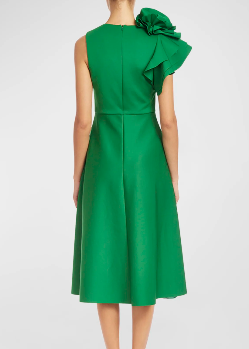 Ruffle Shoulder Sleeveless Cocktail Dress