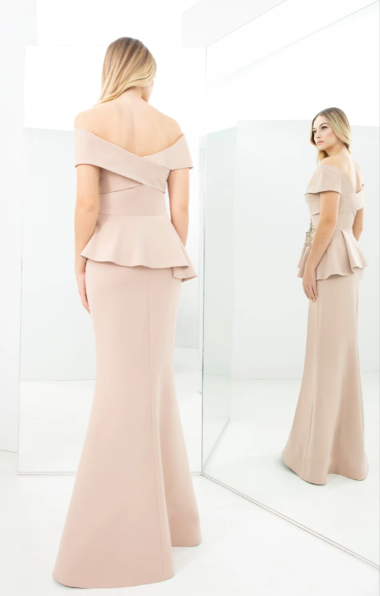 Suntan Peplum Gown