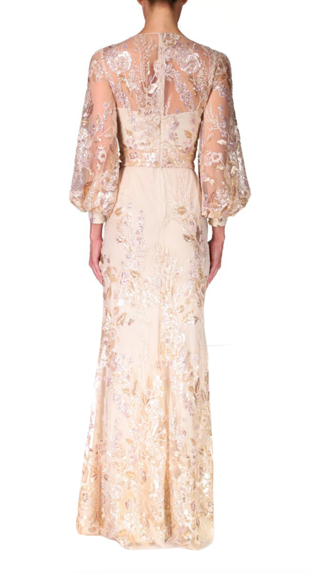Champagne and Gold Embroidered Gown