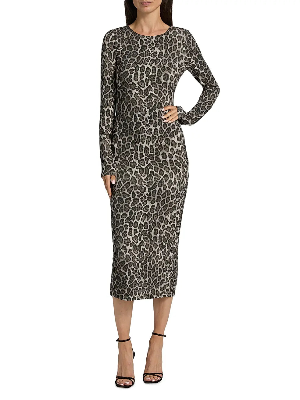 Leopard Print Jersey Midi Dress