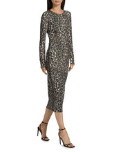 Load image into Gallery viewer, Leopard Print Jersey Midi Dress