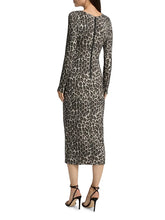 Load image into Gallery viewer, Leopard Print Jersey Midi Dress