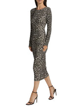 Load image into Gallery viewer, Leopard Print Jersey Midi Dress