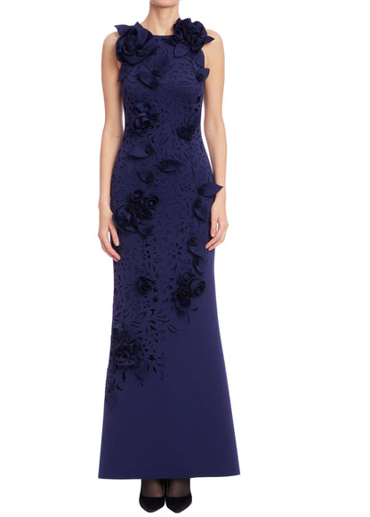 Sleeveless 3D Floral Appliqué Trumpet Gown