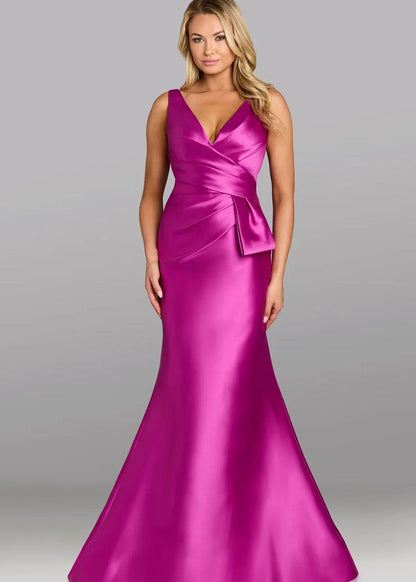 Ruching V-Neck Gown