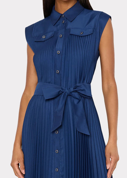 Johanna Pleated Twill Midi Dress