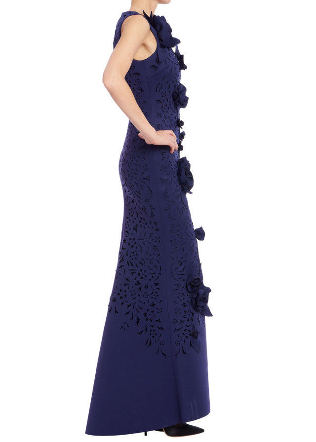 Sleeveless 3D Floral Appliqué Trumpet Gown