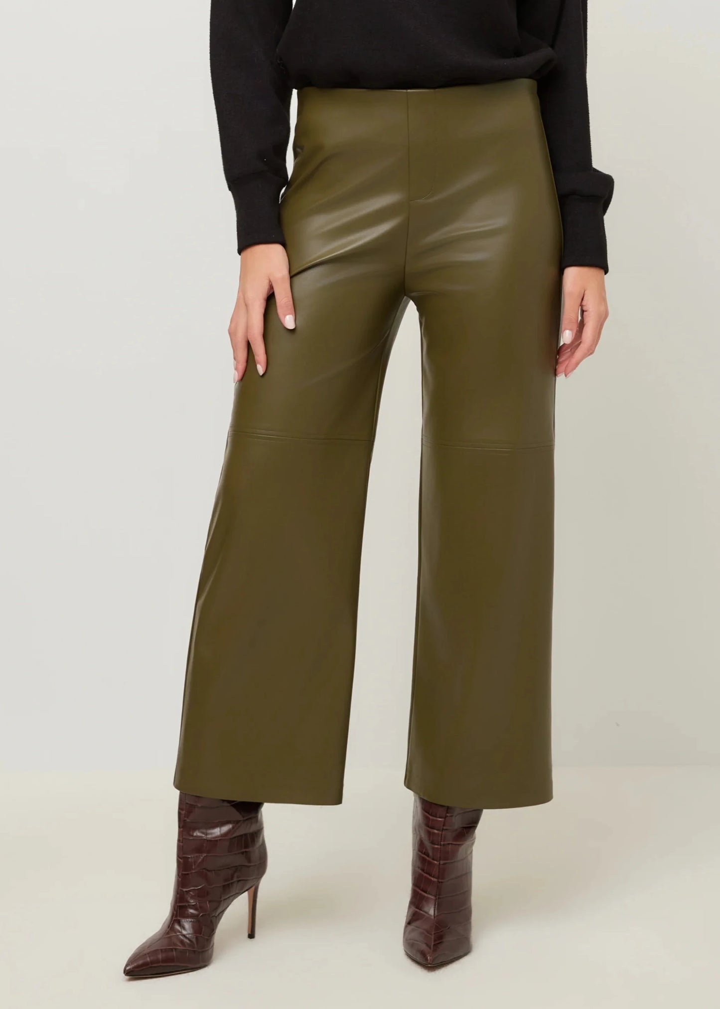 Faux Leather Cropped Pants