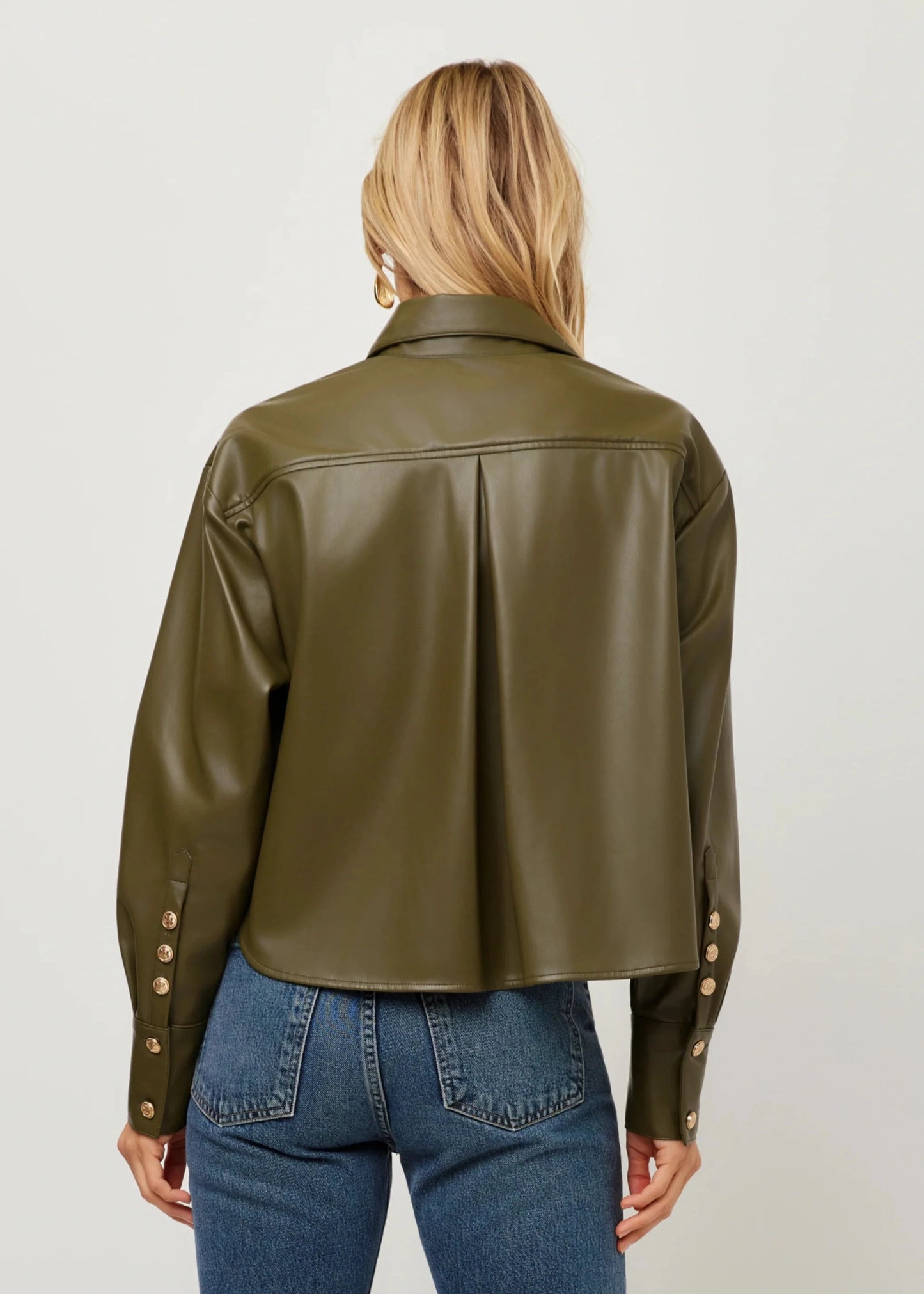 Victoria Faux Leather Button-Up Top