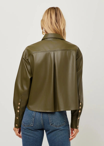 Victoria Faux Leather Button-Up Top