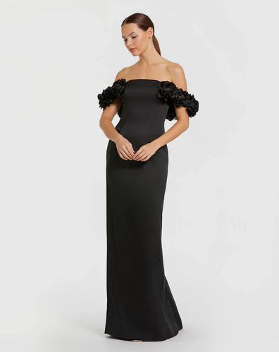 Satin 3D Flower off the shoulder mermaid gown