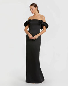 Satin 3D Flower off the shoulder mermaid gown