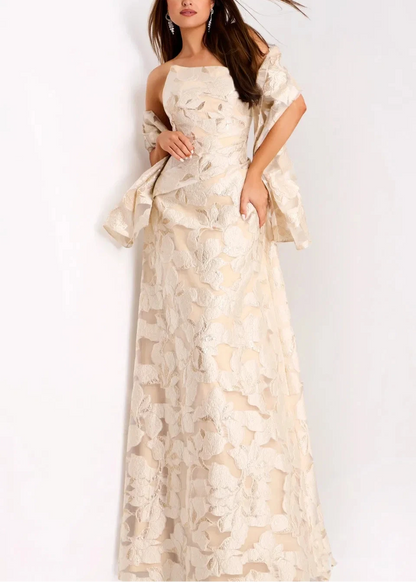 Floral Strapless A-Line Gown
