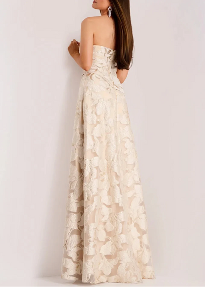 Floral Strapless A-Line Gown