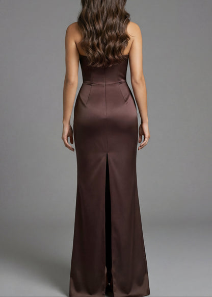 One Shoulder Draped Satin Gown