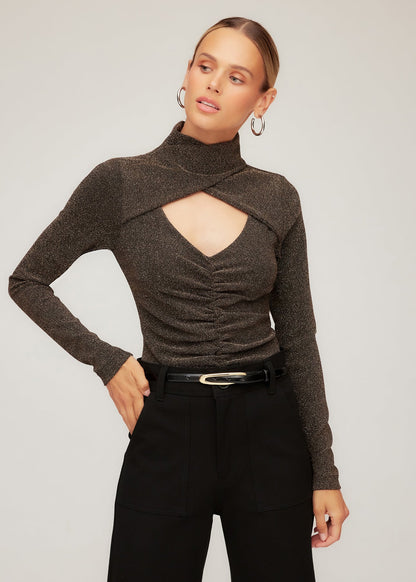 Adina Crossover Turtleneck Top