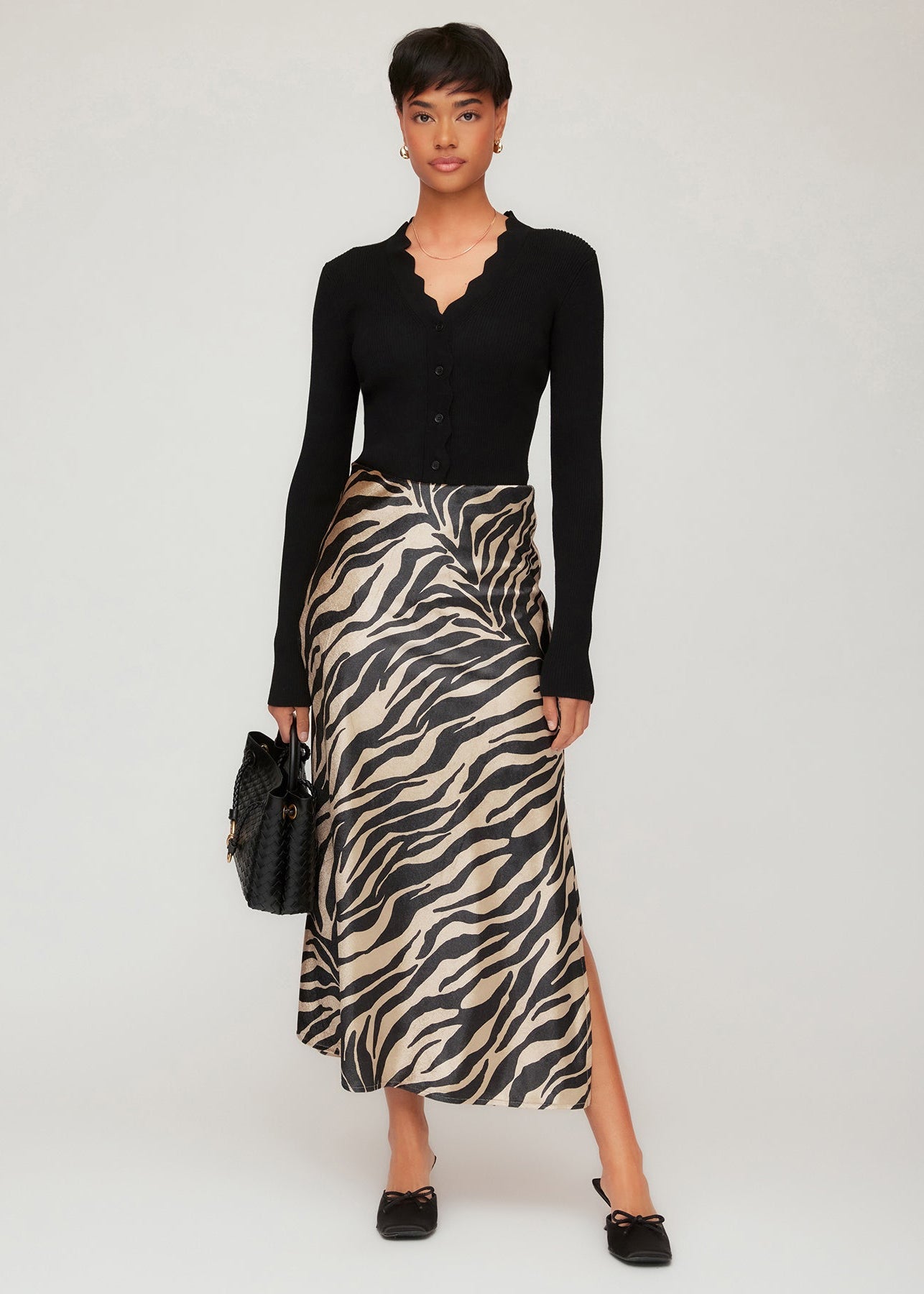 Evy Velvet Side Slit Bias Skirt