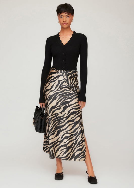 Evy Velvet Side Slit Bias Skirt